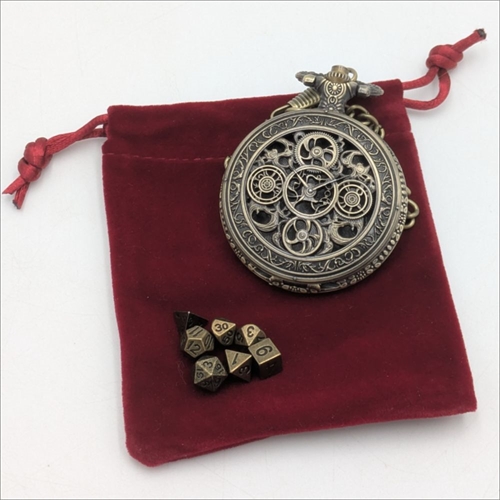 Pocket Watch Edition - Steam Punk - Brass color - Mini Metal RPG dice - Epic Dwarf Dice